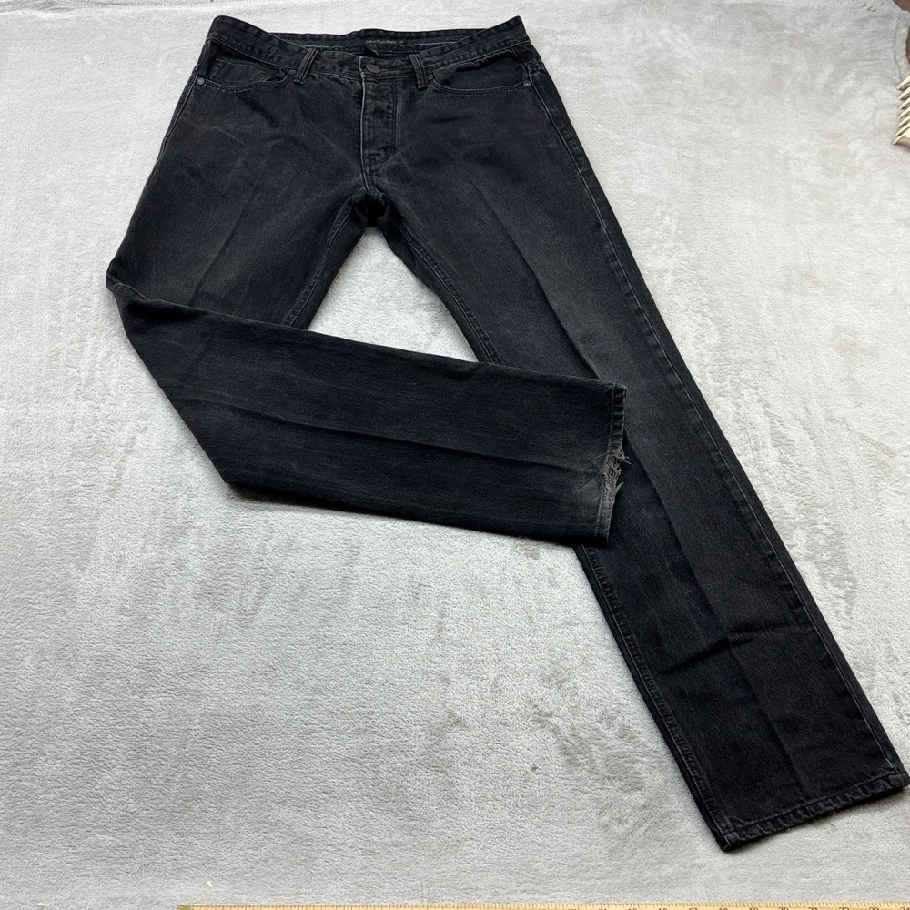 Calvin Klein Jeans Rocker Men 32 Black Faded Straight Leg Faded Cotton Denim
